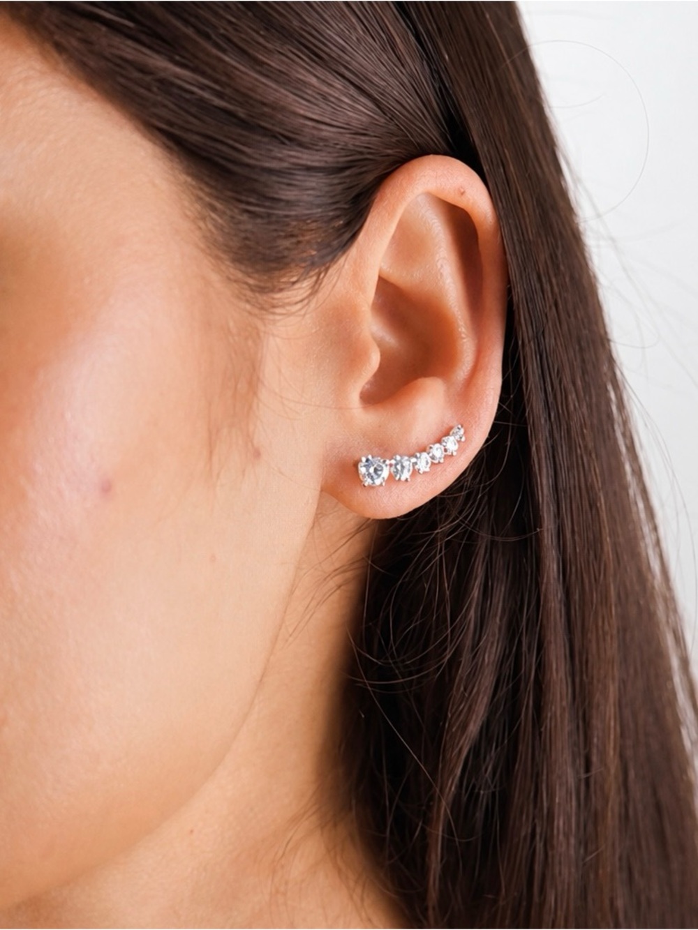Melinda Maria Silver Crystal Ear Climbers - Clear Stones - Picture 4 of 5